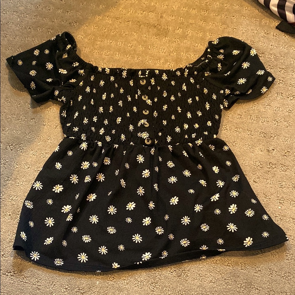 Black Floral Off-Shoulder Top